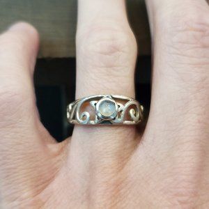 Size 6.25 925 Sterling Silver Moonstone Tarnished Ring